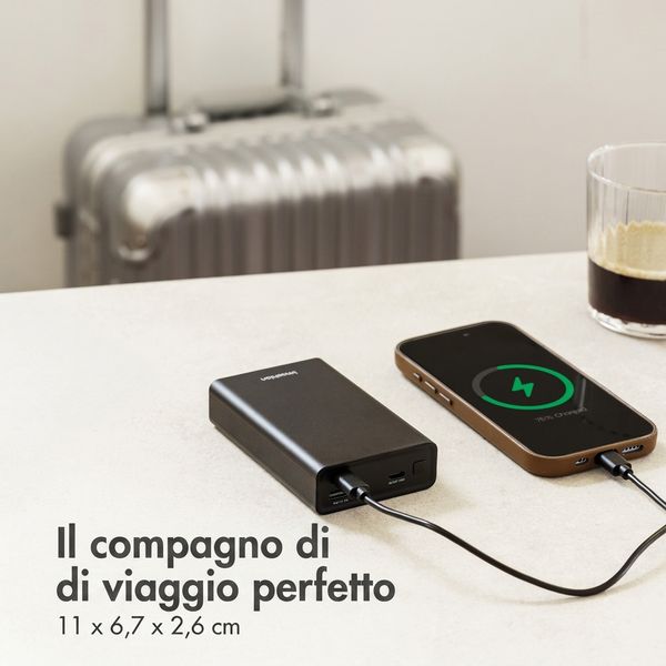 imoshion Powerbank in alluminio Ultra Series 20.000 mAh - Ricarica rapida fino a 33 watt - Nero