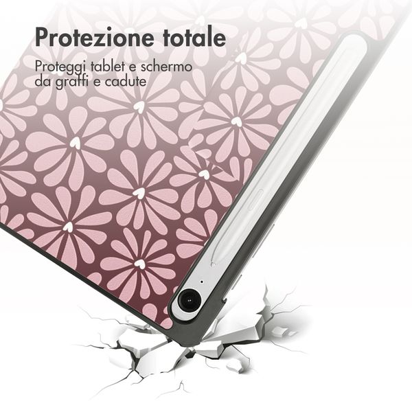 imoshion Cover Trifold Design Samsung Galaxy Tab S9 11.0 pollici / S10 Lite / S10 FE / S9 FE 10.9 pollici - Bloom Love Blush