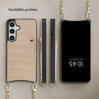 Selencia Cover per telefono Nova Croco con cordino e portacarte Samsung Galaxy S25 / S24 - Beige