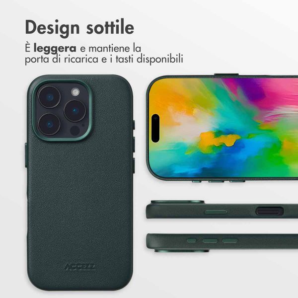Accezz Cover in Pelle con MagSafe Apple iPhone 16 Pro - Cedar Green