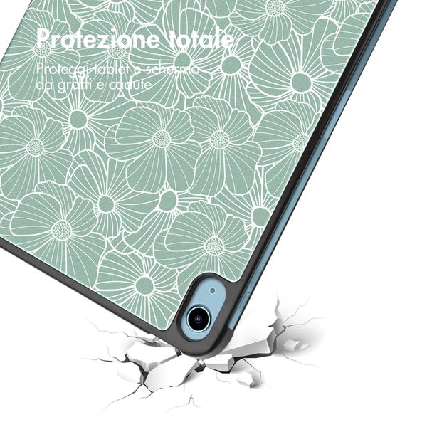 imoshion Cover Trifold Design Apple iPad 11 (2025) 11 pollici A16 / iPad 10 (2022) 10.9 pollici - Botanica