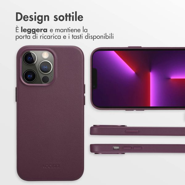Accezz Cover in Pelle con MagSafe Apple iPhone 13 Pro - Heath Purple