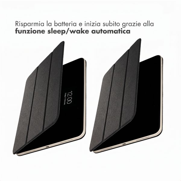 Accezz Cover a libro trifold in pelle Apple iPad 11 (2025) 11 pollici A16 / iPad 10 (2022) 10.9 pollici - Nero