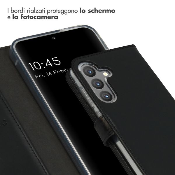 Selencia Cover a libro in vera pelle Samsung Galaxy S24 - Nero