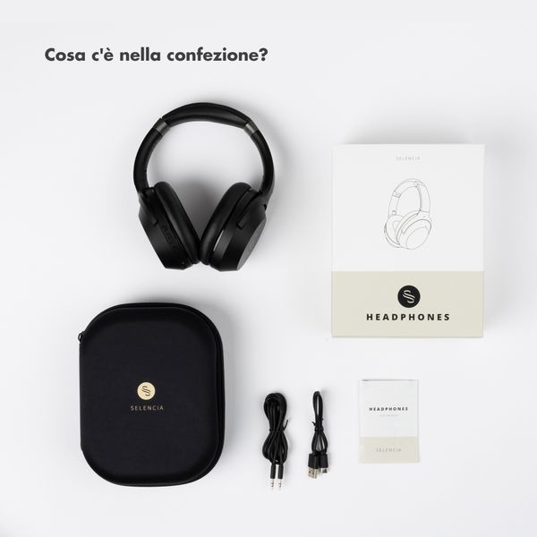 Selencia Cuffie wireless Urban Play - Cancellazione attiva del rumore - Con cover - Midnight Black