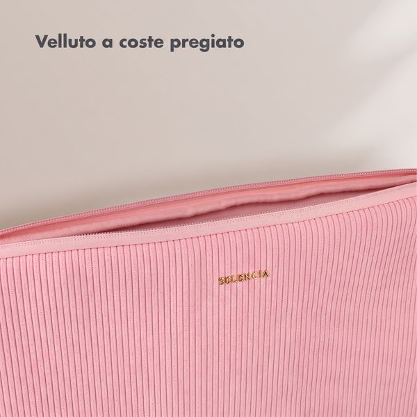Selencia Cover per laptop in velluto a coste 15-16 pollici - Sleeve per laptop - Soft Blush