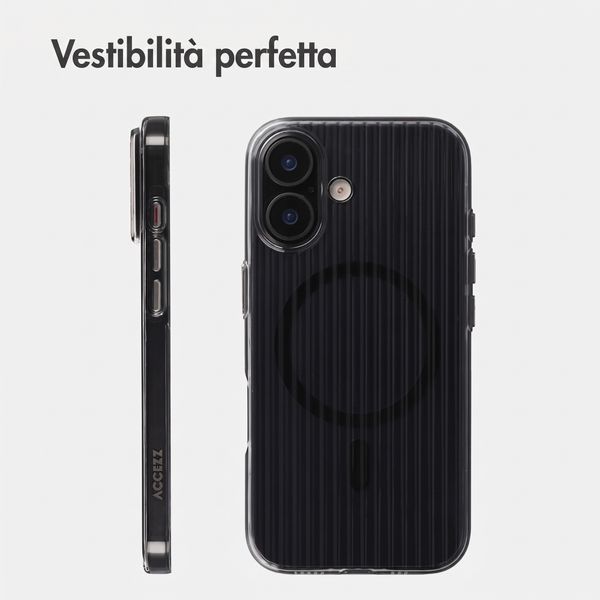 Accezz Cover Lite con MagSafe | Fluted | Apple iPhone 16 - Nero