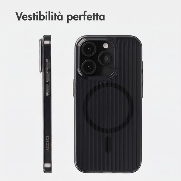 Accezz Cover Lite con MagSafe | Fluted | Apple iPhone 15 Pro - Nero