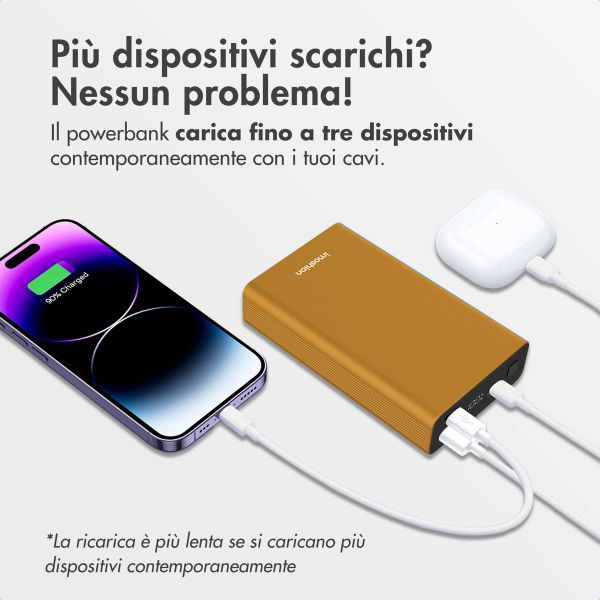imoshion Powerbank in alluminio Ultra Series 20.000 mAh - Ricarica rapida fino a 33 watt - Oro