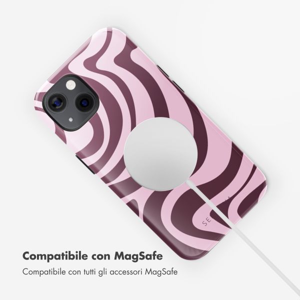 Selencia Cover posteriore Vivid con MagSafe Apple iPhone 13 - Wavy Swirl Pink Plum