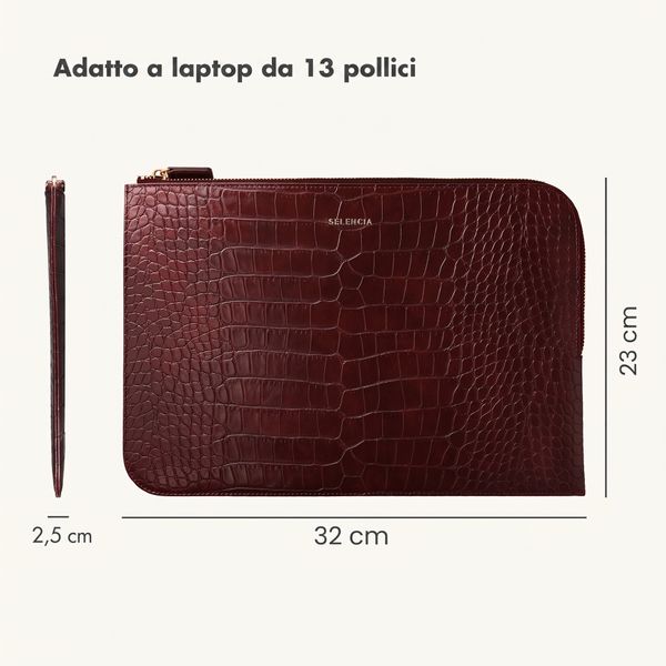Selencia Cover per laptop Croco 13 pollici - Burgundy