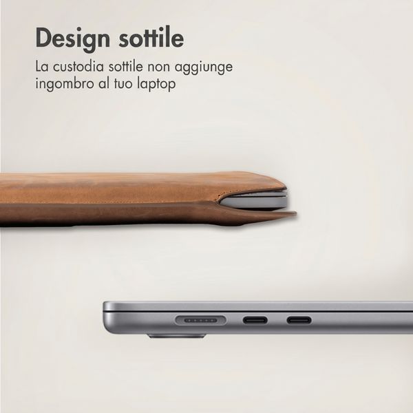 Accezz Cover in pelle per Apple MacBook 14 pollici - Laptopsleeve - Cognac