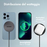 Accezz Caricabatterie Wireless USB-C - Caricatore Senza Fili MagSafe e Qi2 - 1 metro - Nero