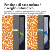 imoshion Cover Trifold Design Samsung Galaxy Tab A11 Plus / A9 Plus - Orange Flower Connect