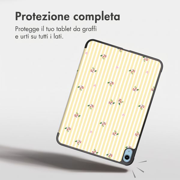 imoshion Cover Trifold Design Apple iPad 11 (2025) 11 pollici A16 / iPad 10 (2022) 10.9 pollici - Garden Stripes