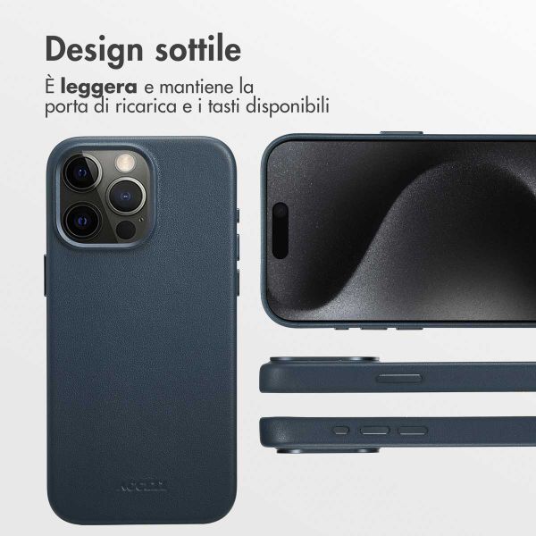 Accezz Cover in Pelle con MagSafe Apple iPhone 15 Pro Max - Nightfall Blue