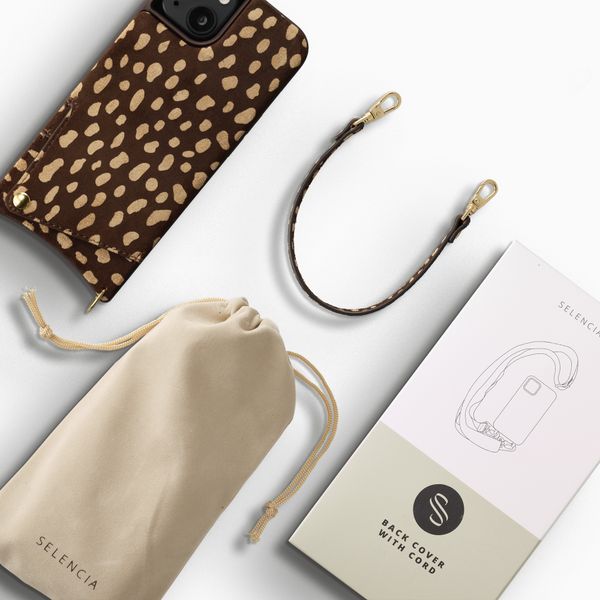 Selencia Nova cover posteriore in vera pelle con portacarte Apple iPhone 14 / 13 - Fawn Chic