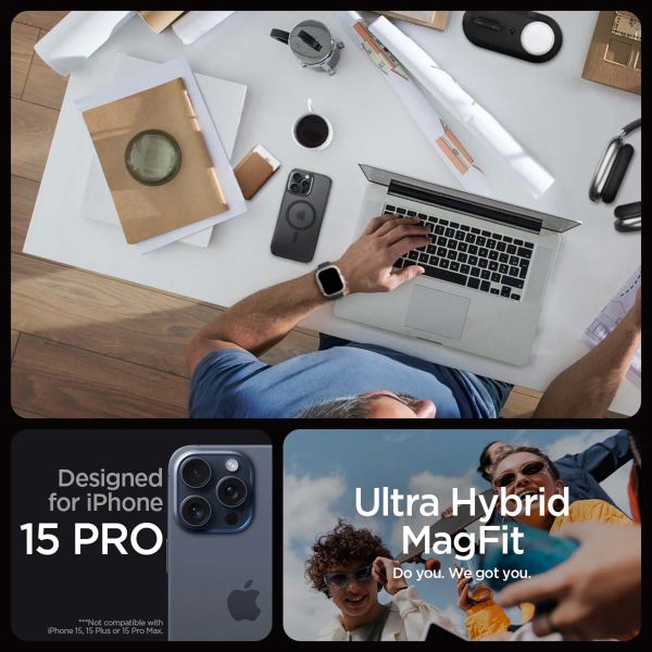 Spigen Cover Posteriore Ultra Ibrida con MagSafe Apple iPhone 15 Pro - Frost Black