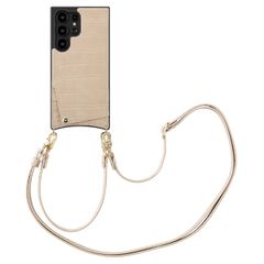 Selencia Cover per telefono Nova Croco con cordino e portacarte Samsung Galaxy S24 Ultra - Beige