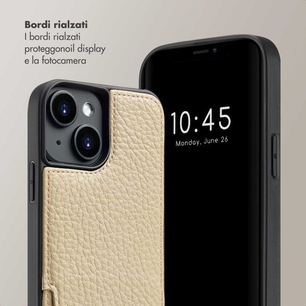 Selencia Cover per telefono Nova con cordino e portacarte Apple iPhone 14 - Beige