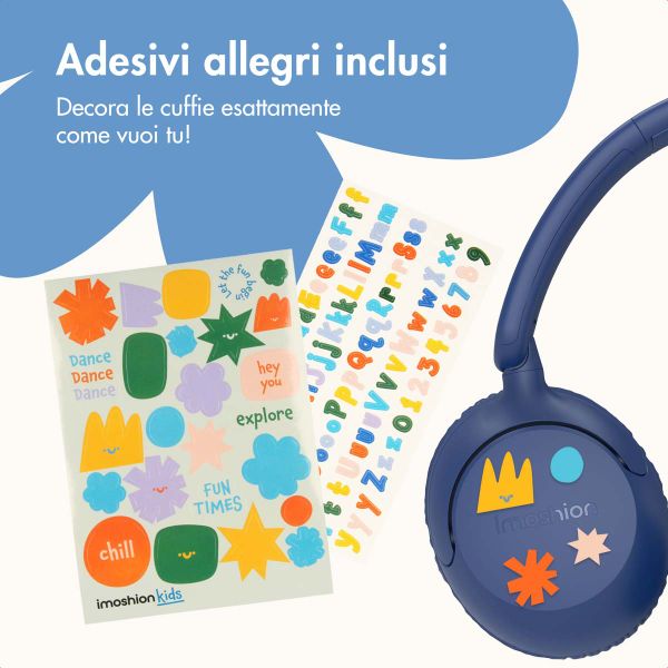 imoshion Cuffie per bambini con filo - cavo AUX - limitatore di decibel - Denim Blue
