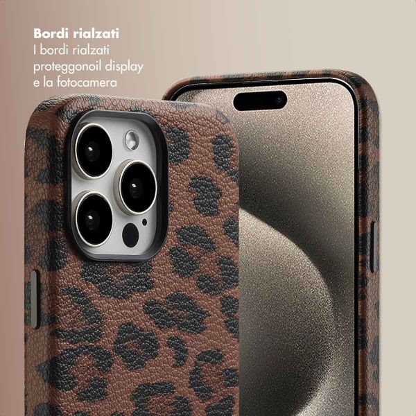 Selencia Cover Sabi Stampa pantera con MagSafe Apple iPhone 15 Pro Max - Mocha Brown