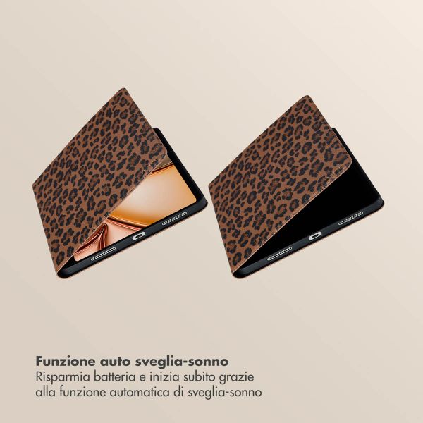 Selencia Libreria Sabi con stampa leopardata Apple iPad Air 11 pollici (2026) M4 / (2025) M3 / (2024) M2 / Air 5 (2022) / Air 4 (2020) - Mocha Brown
