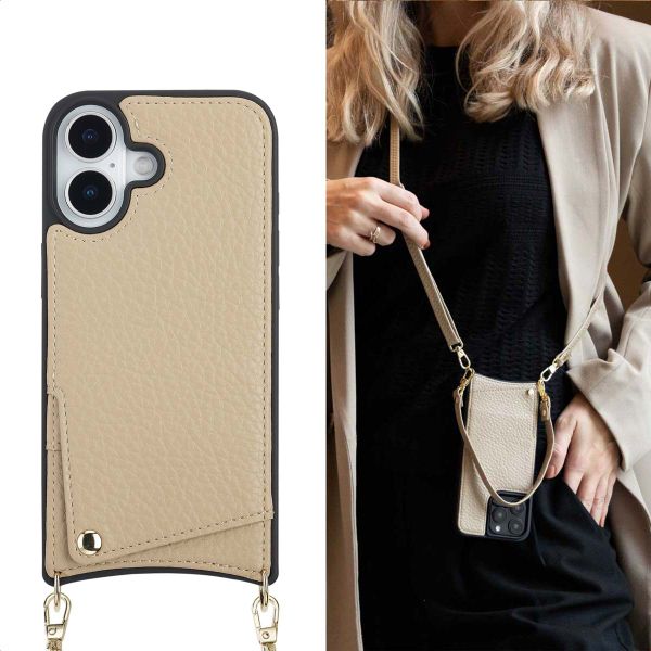 Selencia Cover per telefono Nova con cordino e portacarte Apple iPhone 17 - Beige