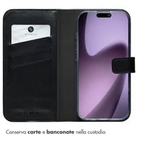 Selencia Cover a libro in vera pelle Apple iPhone 17 - Nero