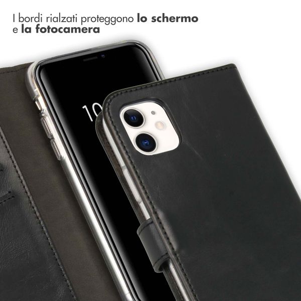 Selencia Cover a libro in vera pelle Apple iPhone 11 - Nero