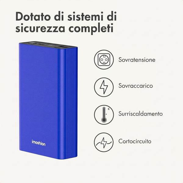 imoshion Powerbank in alluminio Ultra Series 20.000 mAh - Ricarica rapida fino a 33 watt - Cobalt Blue