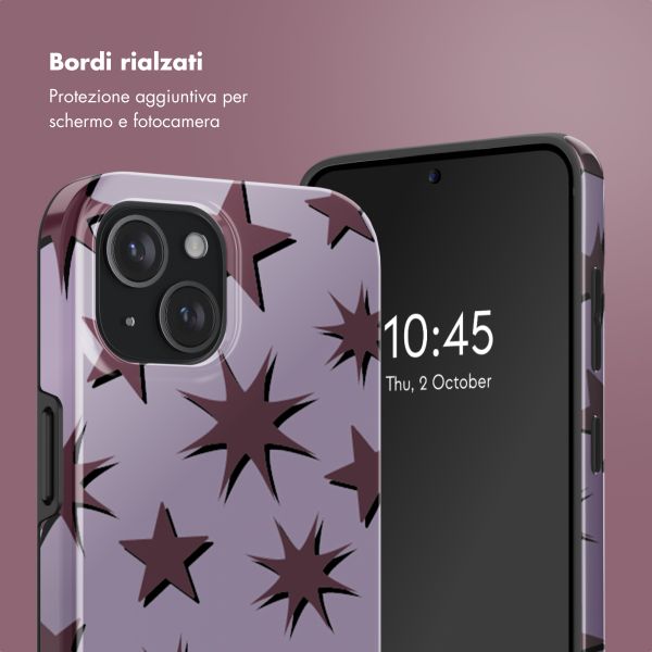 Selencia Cover posteriore Vivid con MagSafe Apple iPhone 15 - Stars Plum Lilac
