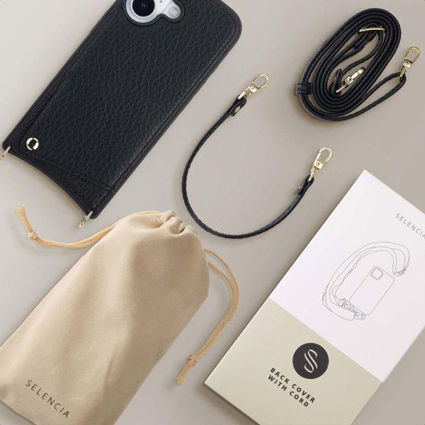 Selencia Cover per telefono Nova con cordino e portacarte Apple iPhone 17 - Nero