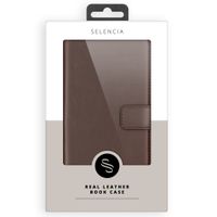 Selencia Cover a libro in vera pelle Apple iPhone 12 (Pro) - Marrone