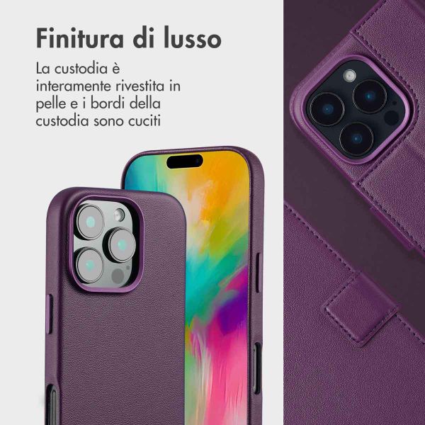 Accezz Cover in pelle 2 in 1 con MagSafe Apple iPhone 16 Pro - Heath Purple