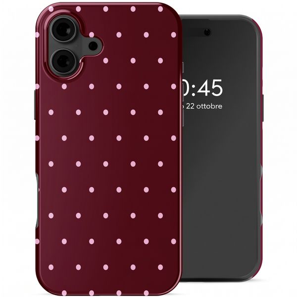 Selencia Vivid Backcover Apple iPhone 16 - Happy Dots Burgundy