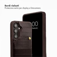 Selencia Nova cover posteriore in vera pelle con portacarte Samsung Galaxy S25 - Dark Chocolate