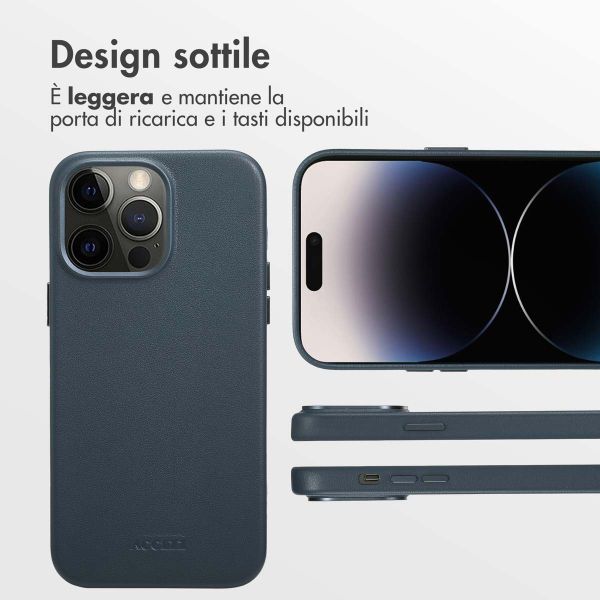 Accezz Cover in Pelle con MagSafe Apple iPhone 14 Pro Max - Nightfall Blue