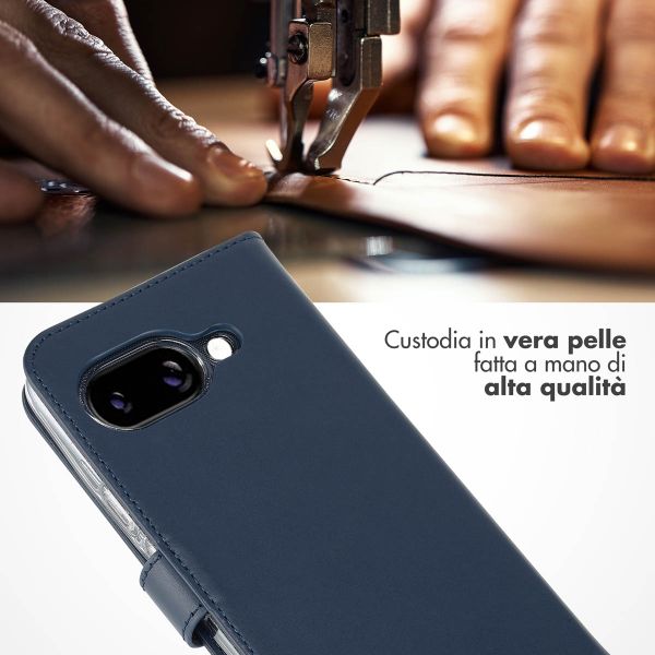 Selencia Cover a libro in vera pelle Google Pixel 9A - Blu
