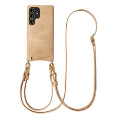 Selencia Cover per telefono Nova Croco con cordino e portacarte Samsung Galaxy S25 Ultra - Toasted Almond