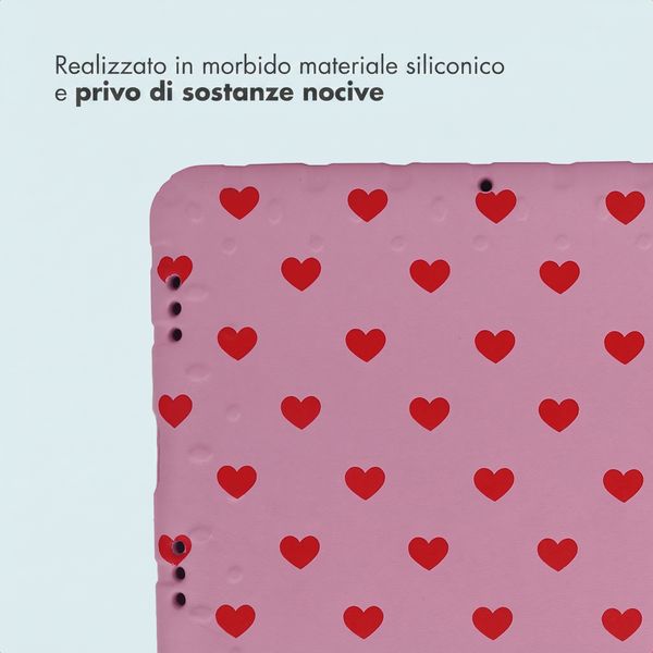 imoshion Cover Posteriore Kidsproof Design con maniglia Samsung Galaxy Tab A11 Plus / A9 Plus - Cuori rossi