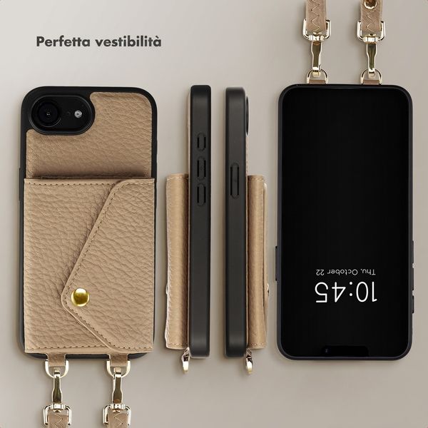 Selencia Cover per telefono Sera con cordino e portacarte a busta Apple iPhone 17e / 16e - Taupe