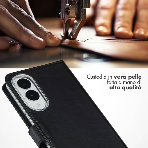 Selencia Cover a libro in vera pelle Samsung Galaxy S25 Edge - Nero