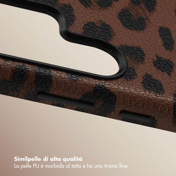 Selencia Cover Sabi Stampa pantera con MagSafe Samsung Galaxy S24 Ultra - Mocha Brown