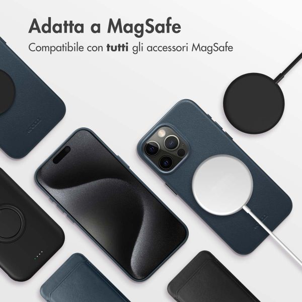 Accezz Cover in Pelle con MagSafe Apple iPhone 15 Pro Max - Nightfall Blue