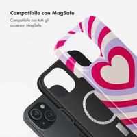 Selencia Cover posteriore Vivid con MagSafe Apple iPhone 15 - Double Hearts Rubine Red Lilac