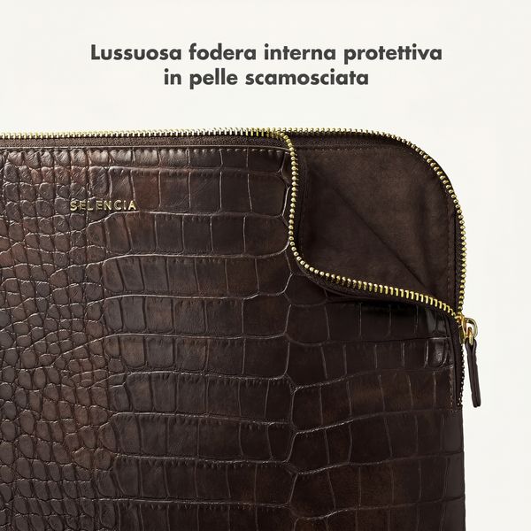Selencia Cover per laptop Croco 13 pollici - Choco Brown