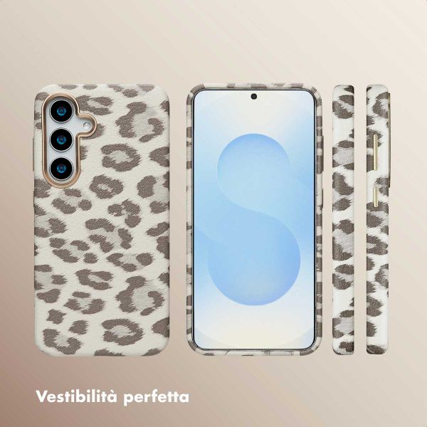 Selencia Cover Sabi Stampa pantera con MagSafe Samsung Galaxy S25 - Soft Ivory