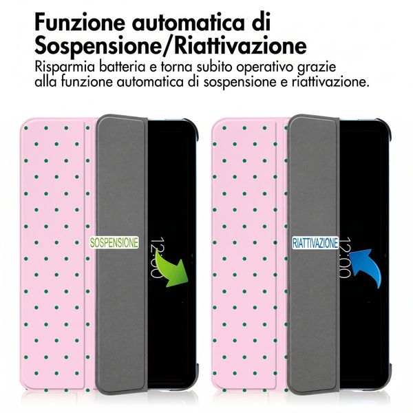 imoshion Cover Trifold Design Apple iPad 11 (2025) 11 pollici A16 / iPad 10 (2022) 10.9 pollici - Happy Dots