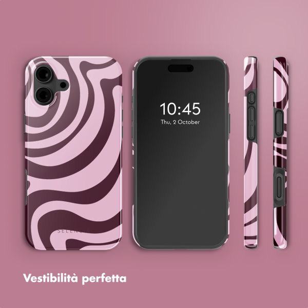Selencia Cover posteriore Vivid con MagSafe Apple iPhone 16 - Wavy Swirl Pink Plum